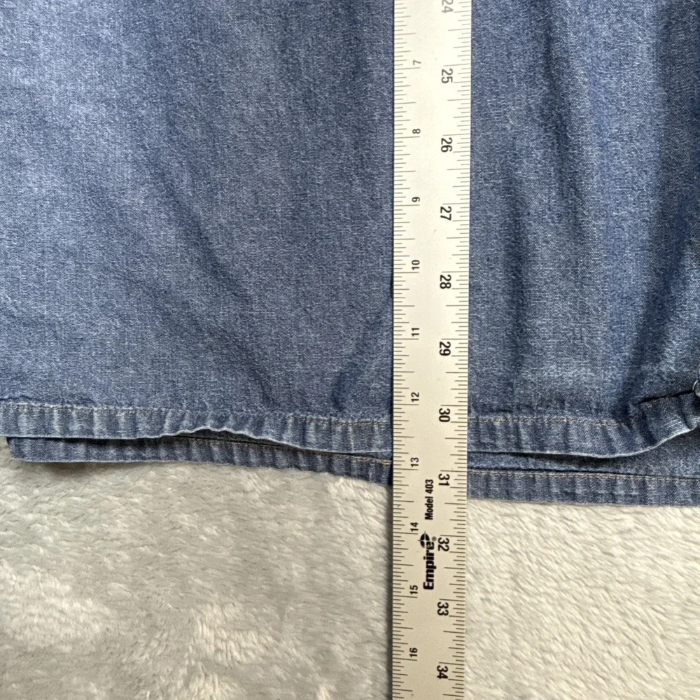 Levi Strauss Denim Short Sleeve Shirt Men L Blue One Pocket Two Horse Brand